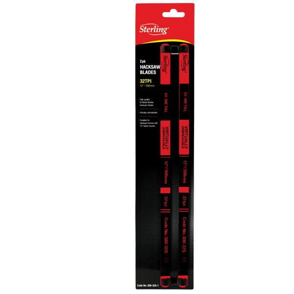 Sterling 2-pack hacksaw blades in red-and-black packaging, 32 TPI (12 in / 300 mm).