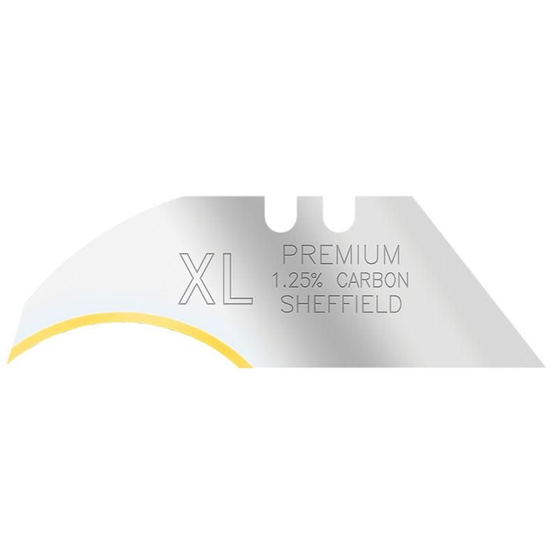 Label on a metal saw blade: XL Premium 1.25% carbon Sheffield