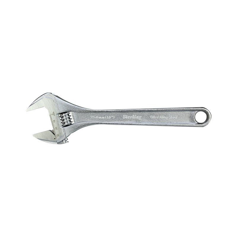 Adjustable wrench (spanner) with movable jaw and adjustment knob