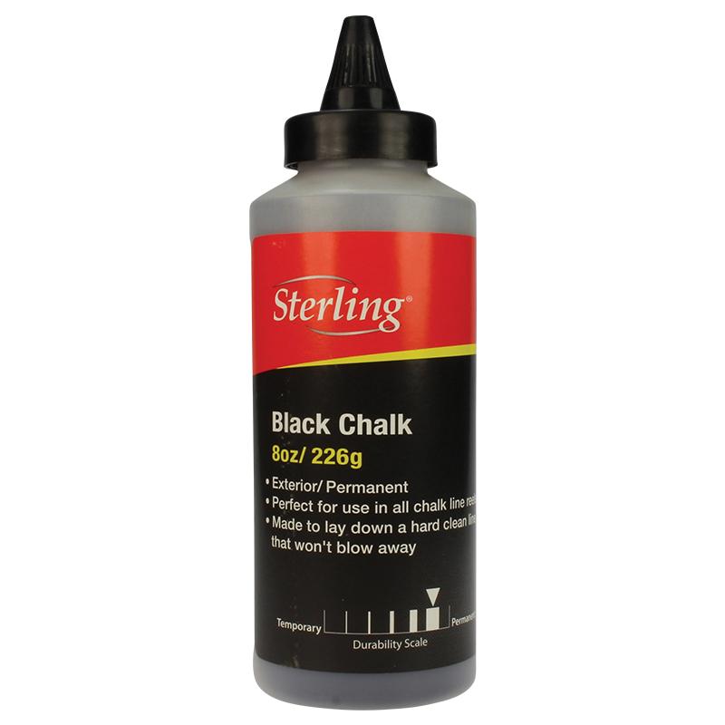 Sterling Black Chalk bottle with a red and black label and a dispensing nozzle on top, 8 oz (226 g)