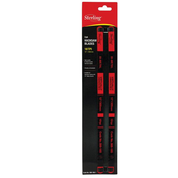 Sterling two-pack hacksaw blades in red and black packaging, 18 TPI (18 teeth per inch).