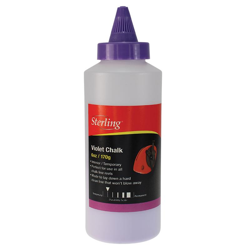 Purple-capped bottle of Sterling Violet Chalk for chalk-line use (6 oz / 170 g).