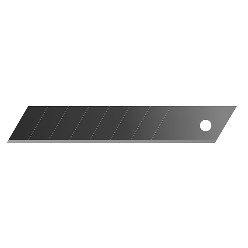 Slanted metal strip with diagonal grooves and a circular hole near the right end.