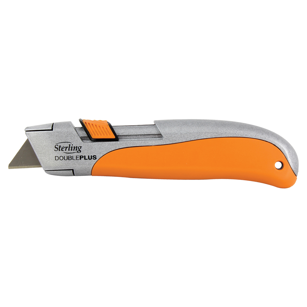 Orange-handled utility knife with retractable blade (Sterling DoublePlus)