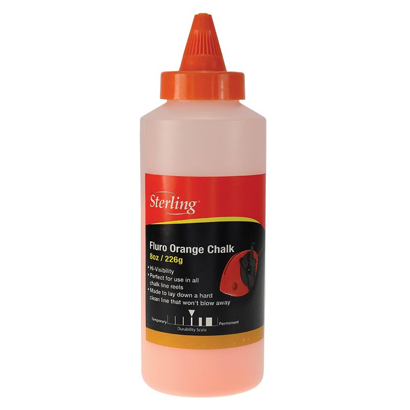 Bottle of Sterling Fluro Orange Chalk glue with orange cap and red-black label showing 8oz / 226g.